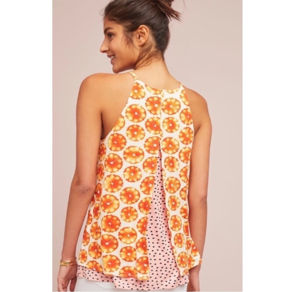Anthropologie 🍊 citrus double layer top by Porridge. Size M